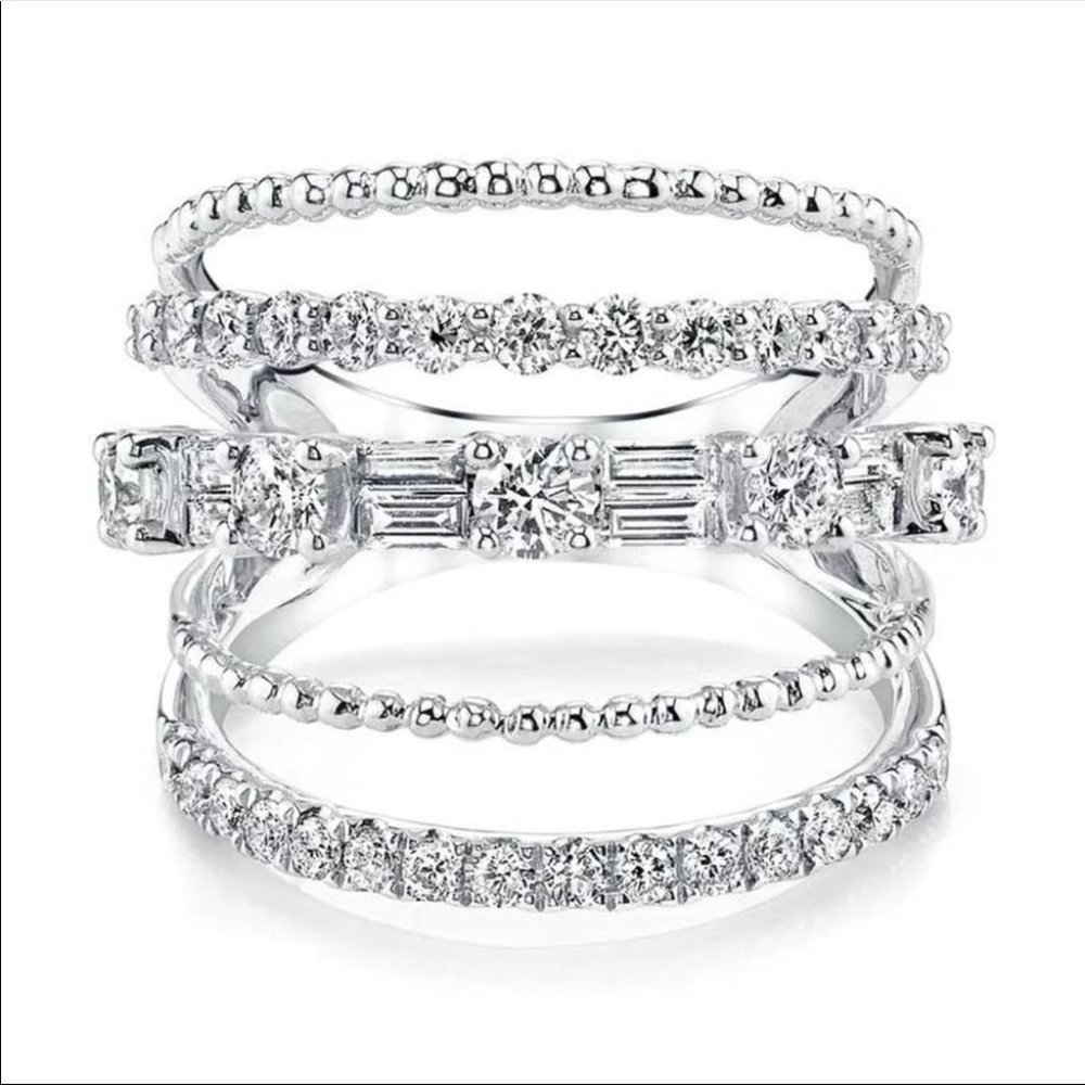 New 925 Sterling Silver Wedding Diamond Ring - Picture 2 of 2